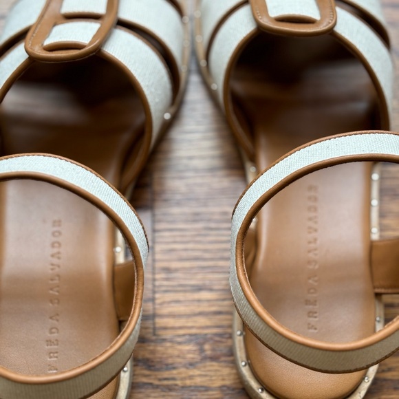 Freda Salvador Sera Fisherman Sandal in Ivory Canvas. Size 8.5 - Picture 6 of 8